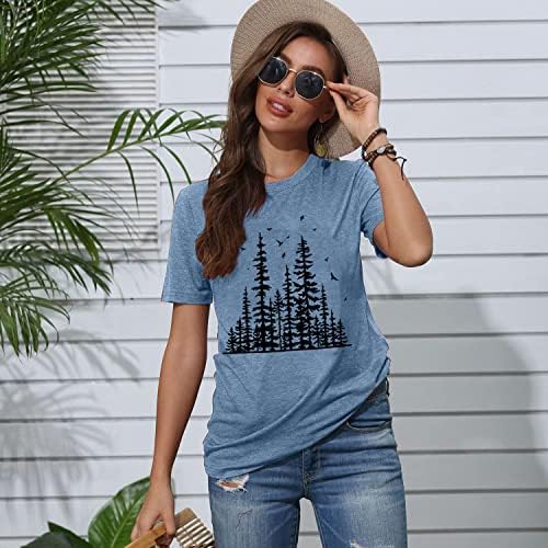 Çam Ağacı Gömlek Kadınlar için Komik Grafik Tees Yaz Yürüyüş Kamp Doğa kısa kollu t-shirt Atletik Casual Tee Tops