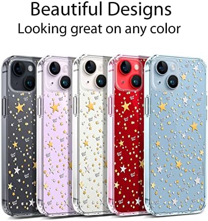 Coolwee Clear Glitter Uyumlu iPhone 14 Kılıf [Askeri Düşme Koruması] İnce Sevimli Kristal Yıldız Bling Parlak Kadınlar