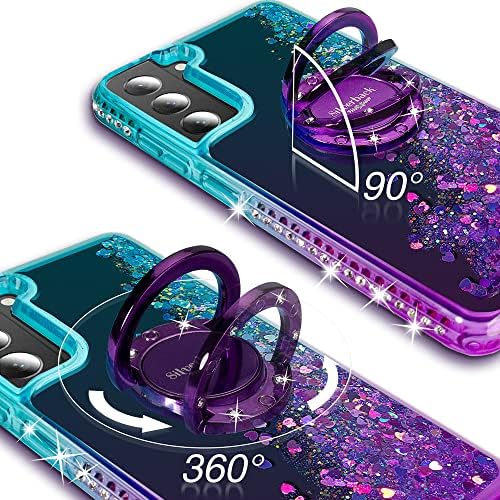 Samsung Galaxy S23 Plus Kılıf için Silverback, Kickstand ile Hareketli Sıvı Holografik Sparkle Glitter Kılıf, Kızlar