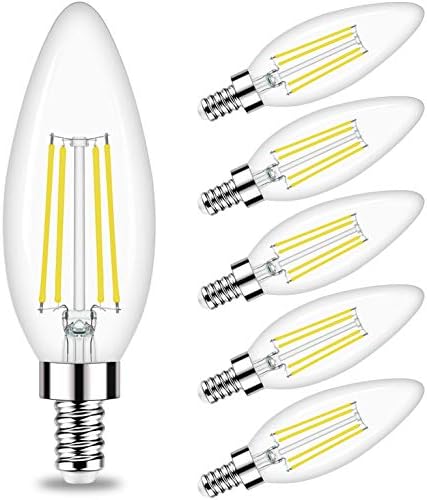 Şamdan LED Ampul, E12 Küçük Ampuller 5000K Günışığı Kısılabilir-60W Eşdeğer Tavan Vantilatörü Ampuller B Tipi Edison
