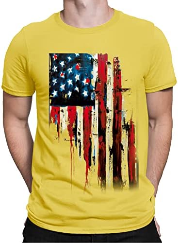 Bmısegm Egzersiz Gömlek Erkekler için Mens Bağımsızlık Günü Bayrağı Moda Rahat Küçük Baskılı Uzun Kollu Polyester