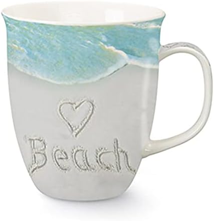 Cape Shore Dekoratif Liman Kahve Çay Kupa Bardak, Aşk Plaj, Hediyeler için Doğum Günü Noel, 15 Oz, Renkli Plaj