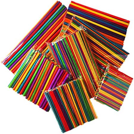 Carykon 150 ADET Renkli Yuvarlak Sopa tahta çubuklar dondurma çubuğu DIY El Yapımı Model Yapımı Aracı Malzemeleri,