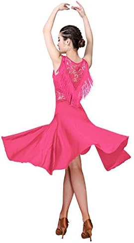 ZX Balo Salonu dans elbiseleri Kadınlar için Saçaklı Dantel Geri Salsa Latin Dans Elbise Şort (5 Renk)