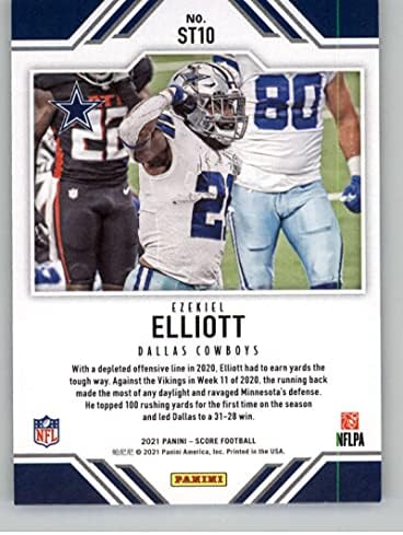 2021 Skor Skor Takımı 10 Ezekiel Elliott Dallas Cowboys NFL Futbol Ticaret Kartı