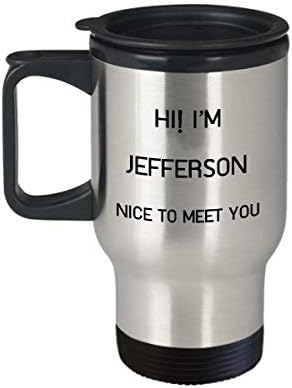 Ben Jefferson seyahat kupa Benzersiz Adı Tumbler Hediye Erkekler Kadınlar için 14oz Paslanmaz Çelik