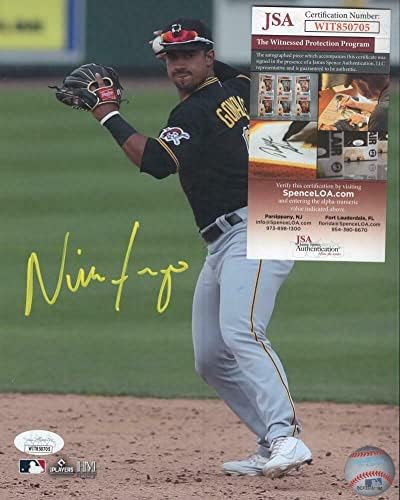 Nick Gonzales Pittsburgh Pirates İmzalı 8x10 Fotoğraf Jsa Tanık Wıt850705 - İmzalı MLB Fotoğrafları