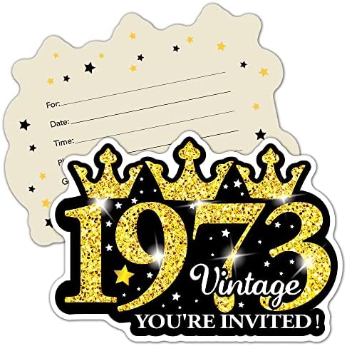 RZHV 15 Paket Altın Vintage 1973-50th Doğum Günü Şekilli Dolgu Davetiyeleri Kartları Zarflar İle Yetişkinler için,