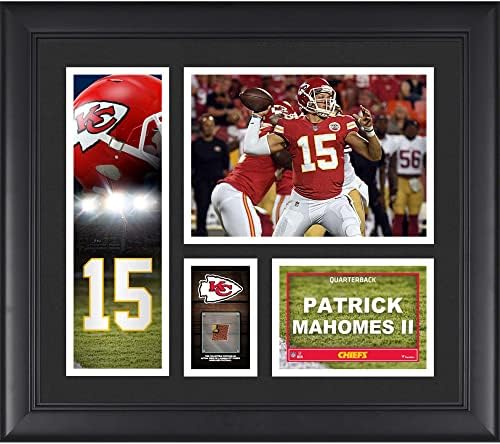 Patrick Mahomes II Kansas City Chiefs, 15 x 17 Oyuncu Kolajını Bir Parça Oyunda Kullanılan Futbol-NFL Oyuncu Plakları