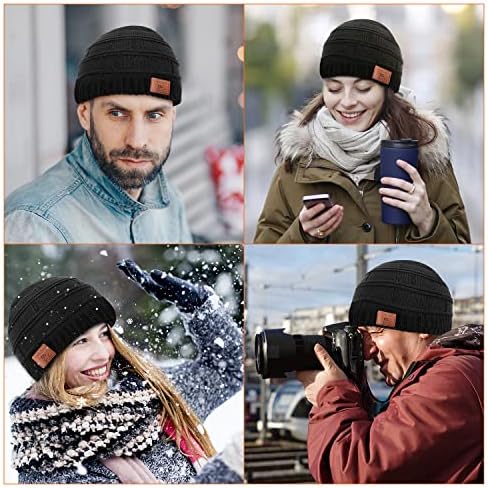 Kablosuz Bere Şapka, Erkek Hediyeler Kablosuz 5.2 Kulaklık Benzersiz Hediyeler Erkekler için Kablosuz Şapka Kış örgü