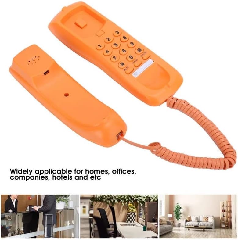 LHLLHL Ev Ofis Taşınabilir İnce Telefon Tek Hat Kablolu Masa Telefonu Turuncu