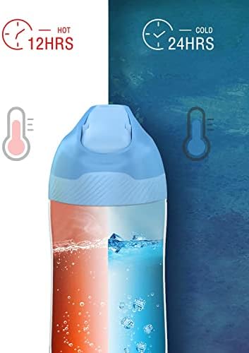 EIJIAN Çocuklar Yalıtımlı Su Şişesi İle Hasır Kapak 14 oz, Sızdırmaz BPA IÇERMEYEN Metal İçecek Şişesi, Çift Duvar