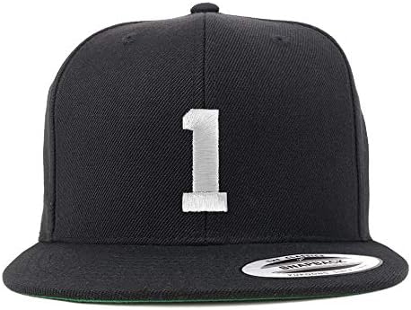 Trendy Giyim Mağazası 1 Numara Beyaz İplik İşlemeli Düz Bill Snapback Beyzbol Şapkası