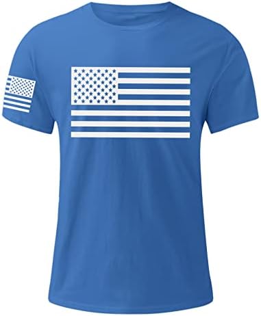 Bmısegm Yaz Erkek Gömlek Erkek Bağımsızlık Günü Bayrağı Rahat Yumuşak ve Rahat Küçük Baskılı Pamuklu T Shirt T
