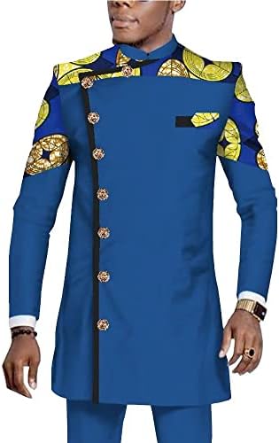 Afrika kıyafeti Erkekler için Dashiki Kıyafetler Uzun Kollu Gömlek ve Pantolon Artı Boyutu 2 Parça Set Afrika Erkek