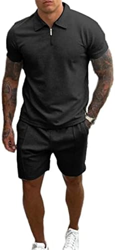 Erkek Spor Seti Yaz Kıyafeti 2 Parçalı Set Kısa Kollu T Shirt ve Şort Şık Rahat Eşofman Seti