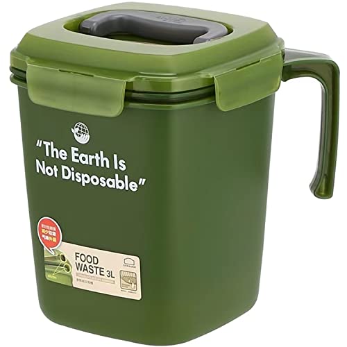 Çöp tenekesi Mutfak Sıralama Gıda Masa Üstü Ev Mutfak Atıkları kapaklı Drenaj Suyu (Yeşil 3L)