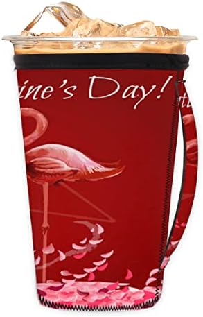 Sevgililer Günü Çift Flamingo Kullanımlık Buzlu Kahve Kollu Kolu Neopren kupa kılıfı Soda, Latte, Çay, İçecekler,