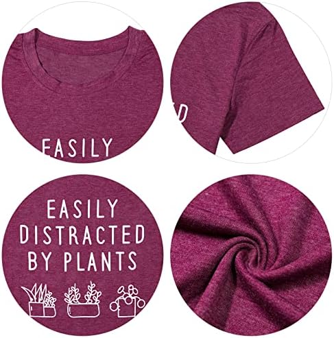 Bitkiler tarafından kolayca dikkati dağılan Gömlek Kadın Bitki Grafik Gömlek Bahçe Komik Üstleri