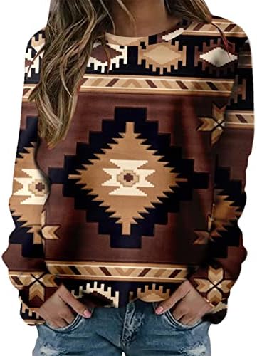 XİAXOGOOL Batı Aztek Uzun Kollu Gömlek Kadınlar için Artı Boyutu Grafik Tees Boy Crewneck Sweatshirts2023 Yaz Üstleri