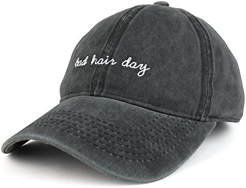 Trendy Giyim Mağazası Kötü Saç Günü İşlemeli Yapılandırılmamış Yıkanmış Pamuklu Beyzbol Baba Şapkası