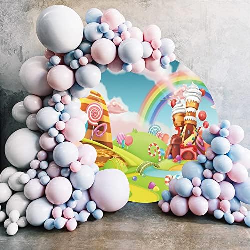 AOFOTO 7.2x7. 2ft Candyland Doğum Günü Partisi Süslemeleri Afiş Daire Zemin Kapak için Doğum Günü Partisi Lolipop