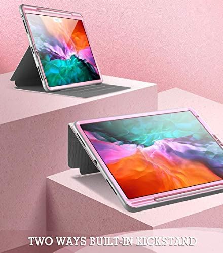 Apple iPad Pro 12.9 2020 ve 2018 Kılıf için Tasarlanmış Popshine Mermer Serisi, Dahili Ekran Koruyuculu Tam Vücut