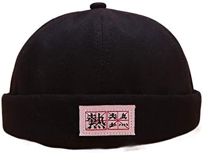 Mongous Unisex Retro Çince Karakterler Brimless Ayarlanabilir Docker Şapka Bere Vizörsüz Kap