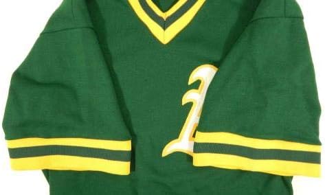 1980'lerin sonu Oakland Atletizm 2 Oyun Kullanılmış Yeşil Forma Vuruş Antrenmanı DP04640 - Oyun Kullanılmış MLB