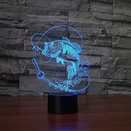 MOLLY HİESON 3D balık gece lambası masa masa optik Illusion lambaları 7 renk değiştirme ışıkları LED masa lambası