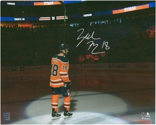 Zach Hyman Edmonton Oilers İmzalı 16 x 20 Açılış Gecesi Tanıtım Fotoğrafı-İmzalı NHL Fotoğrafları