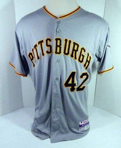 2014 Pittsburgh Pirates Brent Morel 42 Oyunu Gri Forma Yayınladı Jackie Robinson - Oyun Kullanılmış MLB Formaları