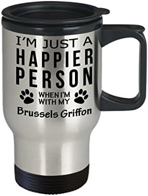 Köpek Lover Seyahat Kahve Kupa - Brüksel Griffon İle Mutlu Kişi-Evcil Hayvan Sahibi Kurtarma Hediyeleri