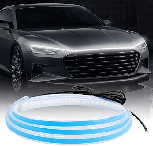 Araba kaputu LED şerit ışıkları evrensel motor kaputu kılavuzu dekoratif ışık 70 inç esnek kaput kızdırma ışıkları