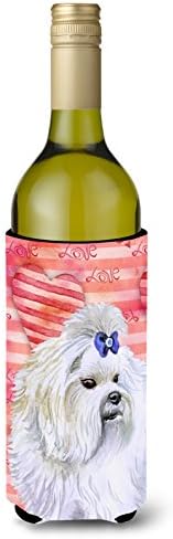 Caroline's Treasures BB9738LİTERK Malta Aşk Şarap Şişesi Hugger, Kırmızı, Şişe Soğutucu Kol Hugger Makinede Yıkanabilir