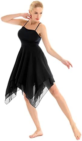 Moggemol kadın Zarif Modern Lirik Dans Elbise Asimetrik Yüksek Düşük Çağdaş Dans Kostümü