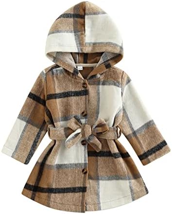 KMBANGI Toddler Bebek Kız Polar Elbise Ceket Düğme Aşağı Ekose Leopar Kapüşonlu Ceket Giyim Hoodies Güz Kış Kıyafet