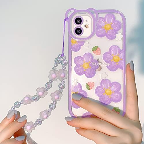 NITITOP iPhone 11 için Uyumlu Kılıf Temizle Sevimli Çiçek Çiçek Zinciri ile Kızlar Kadınlar için Desen Yumuşak TPU