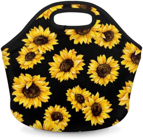 AUUXVA Bahar Ayçiçeği yemek taşıma çantası Yumuşak Neopren Öğle Yemeği Çantaları Yıkanabilir Yalıtım çantası Kullanımlık