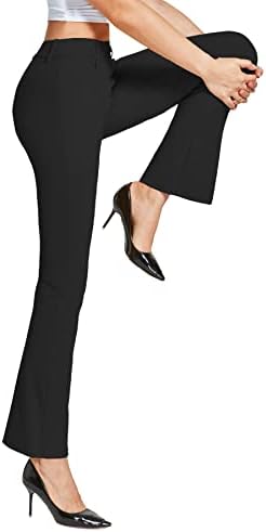 ChınFun kadın Yoga Elbise Pantolon Düz Bacak / Bootcut Streç Çalışma Slacks Ofis Iş Rahat Golf Pantolon 4 Cepler