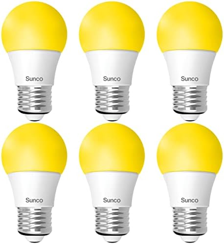 Sunco LED böcek ampuller açık A15 sarı böcek kovucu sundurma ışık 8 W kısılabilir 2000 K Amber Glow, E26 orta taban,