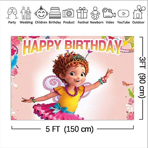 Fantezi Nancy Tema Bebek Kız Prenses Doğum Günü Partisi Afiş Fotoğraf Arka Plan Süslemeleri Çiçek Tatlı Pembe Fotoğraf
