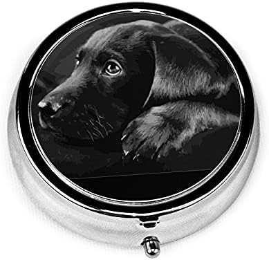 Siyah Labrador Köpek Baskılı İlaç Kutusu, Küçük Metal İlaç Kutusu, Mini cüzdan, Taşınabilir Seyahat Hap Vitamin Kutusu,