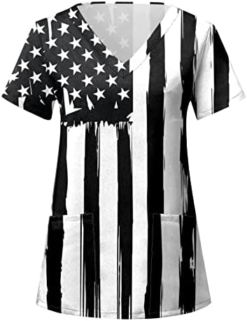 Amuda kalkma Gömlek Uzun Kollu Bağımsızlık Günü Kadınlar için Baskı Günlük yazlık gömlek kadın O Boyun Tankı Üstleri
