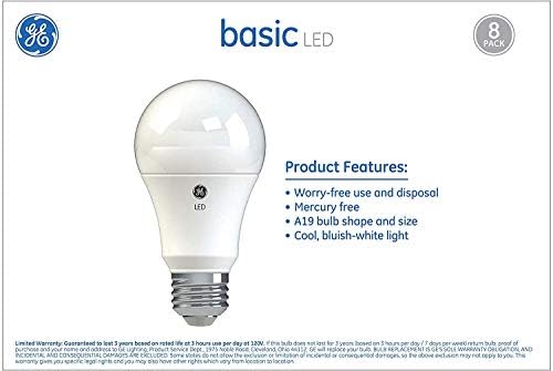 GE Basic 60 Watt EQ A19 Gün ışığı LED Ampulü (8 Ampul)-2'li Paket (16 Ampul)