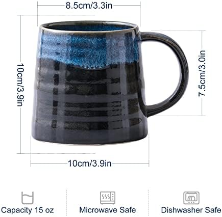 Seceles 15 Oz Büyük Seramik Kahve Kupa, El Yapımı Çanak Çömlek Ofis ve Ev için Büyük Çay Bardağı, Mikrodalga ve Bulaşık