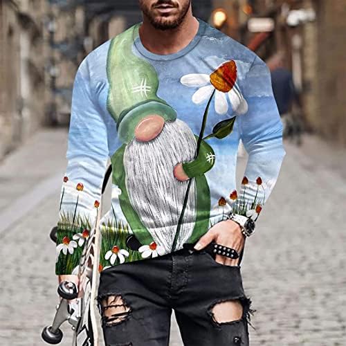Kınruı erkek Uzun Kollu Gömlek Aziz Patrick Shamrocks baskılı tişört Bluz Slim Fit İrlandalı Baskı Kazak Tops