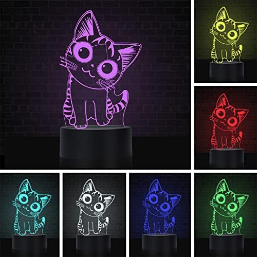 Kedi Gece Lambası 3D Gece Lambası LED Masa lambası Dokunmatik Kontrol 7 Renk Değişimi, Çocuk Gece Lambası Ev Dış Dekorasyon