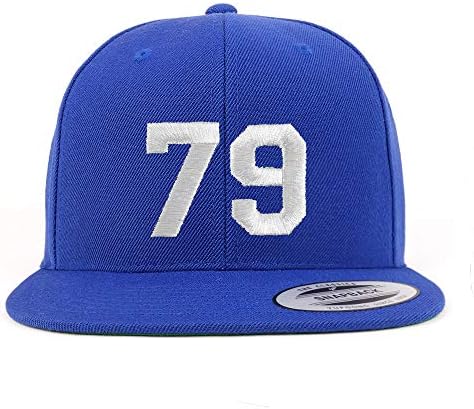 Trendy Giyim Mağazası Numarası 79 Beyaz İplik İşlemeli Düz Fatura Snapback Beyzbol Şapkası