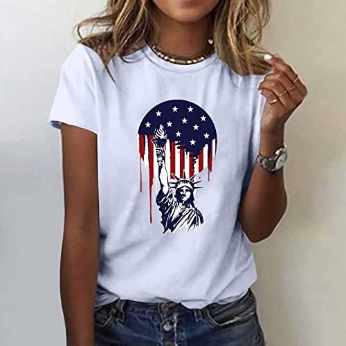 Amerikan Bayrağı T Shirt Kadınlar için 4th Temmuz Vatansever Tee Gömlek Sevimli Ayçiçeği Baskı Kısa Kollu Bluz Tops